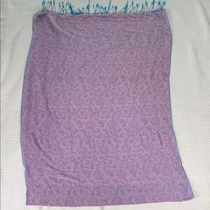 Pink and blue reversible water pashmina handmade in Nepl